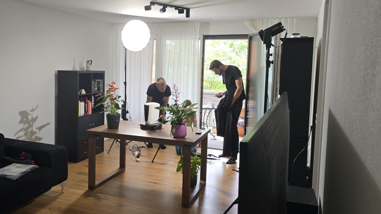 PlantMate product photoshoot in progress with professional lighting setup for marketing materials by Plantup team