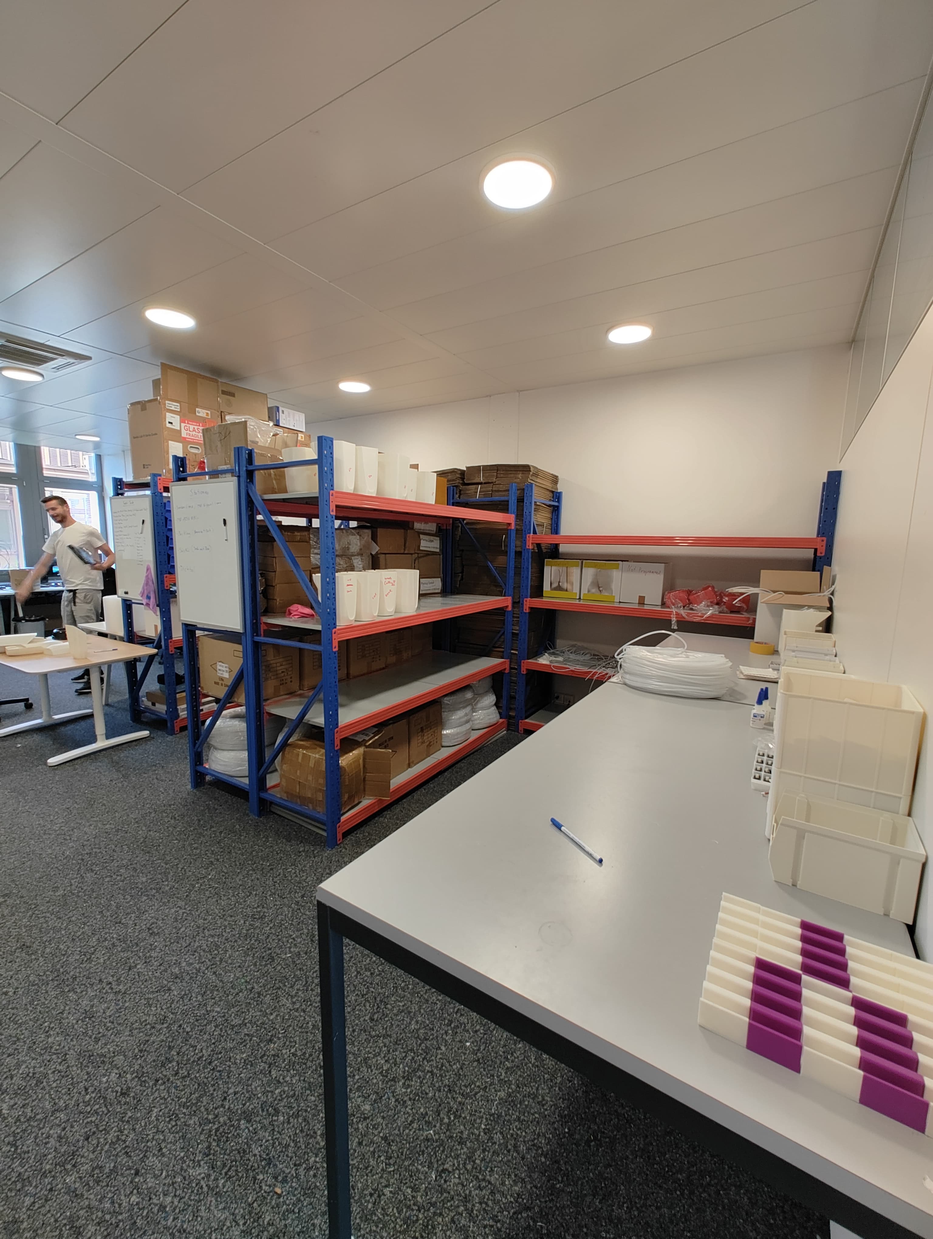 Plantup warehouse storage facility with organized shelving systems for PlantMate product inventory management and logistics operations